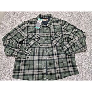 BC‎ Clothing Co. Heritage Men's Green Plaid Shirt Jacket Snaps XL Polyester NWT